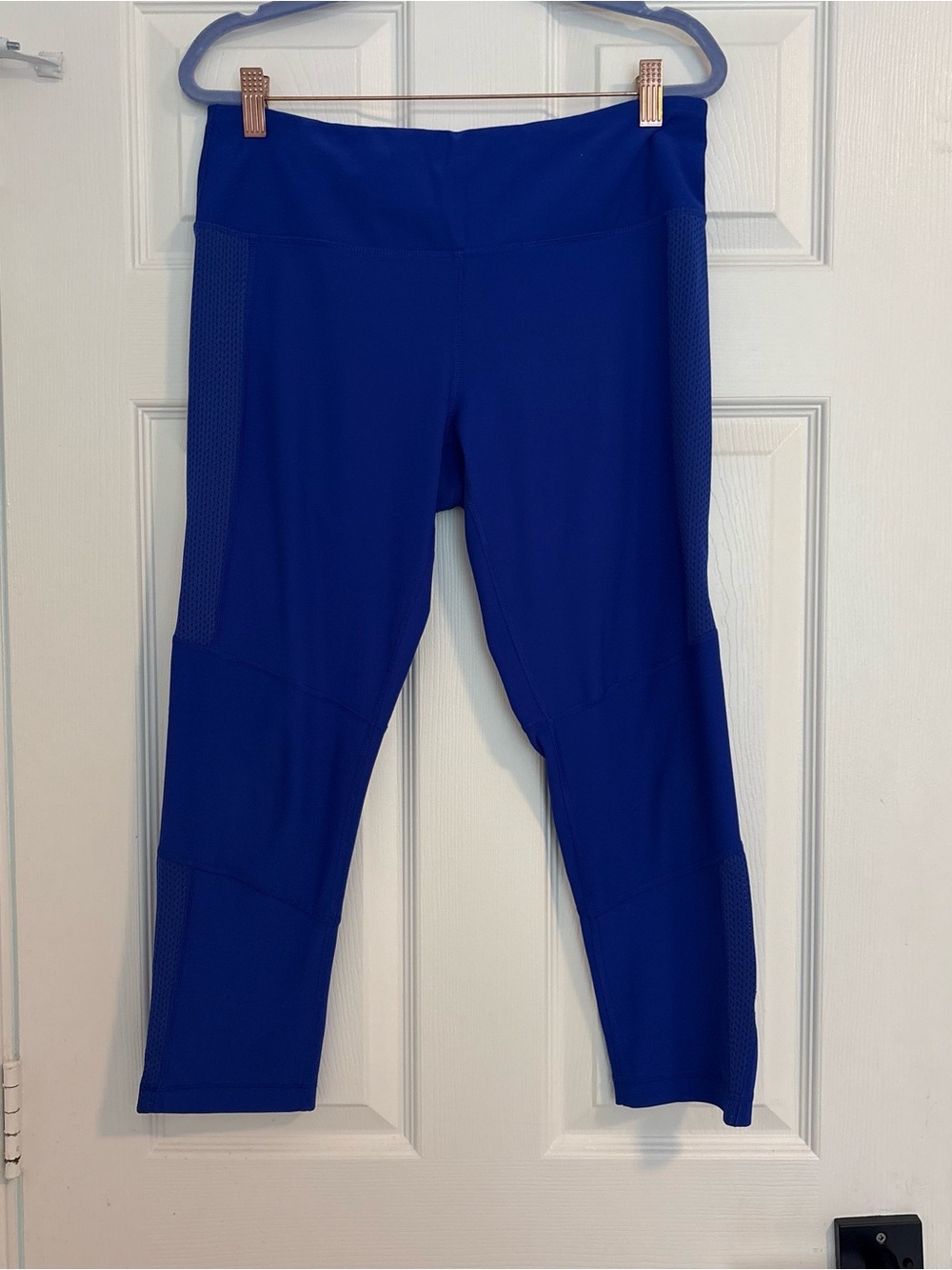 90 Degree by Reflex Blue Mesh Panel High Waisted Leggings | Large | Item 0435